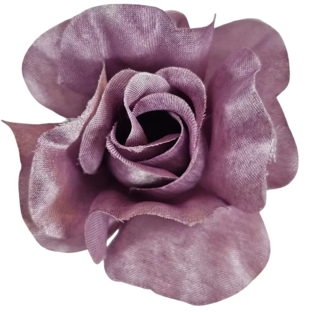 25 Plum Purple Satin Rose Heads Stemless Wedding Floral Craft DIY 2.5in